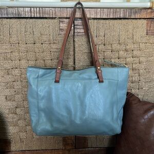 Fossil “Rachel” Dusty Blue leather tote!